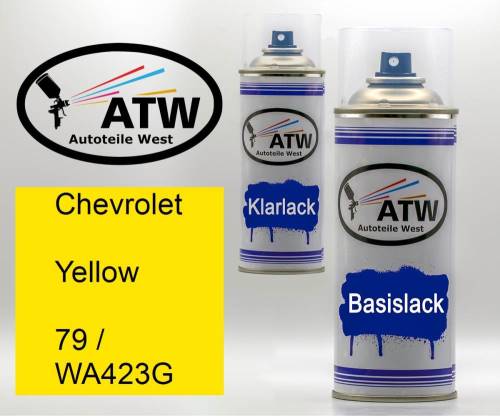 Chevrolet, Yellow, 79 / WA423G: 400ml Sprühdose + 400ml Klarlack - Set, von ATW Autoteile West.